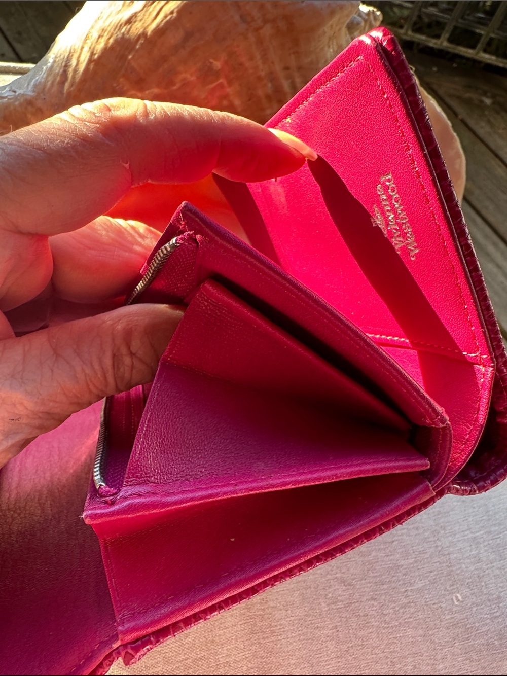 Vivienne Westwood Fuchsia Quilted Leather Mini Wallet/Clutch w Silver Hardware - Picture 14 of 15